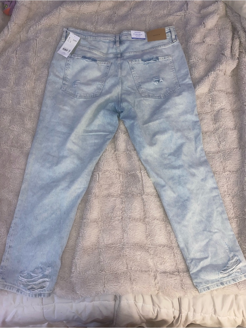 H&M Light Wash Boyfriend Jeans with Distressed Details